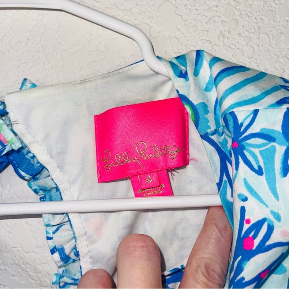 Lilly Pulitzer Fiesta Stretch Dress Coastal Blue Lion turquoise white pink - Picture 12 of 15